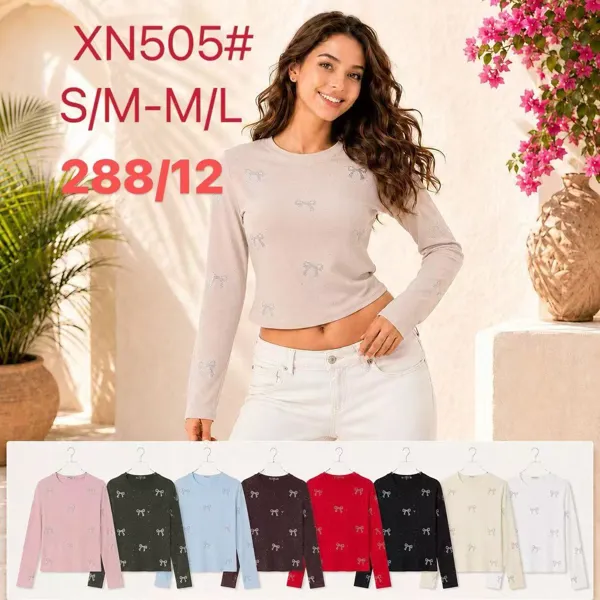 Blusa de manga larga con diseño de lazos