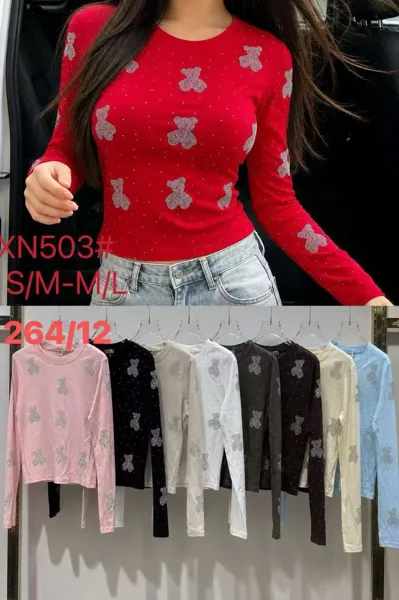 Blusa de manga larga con diseño de osos