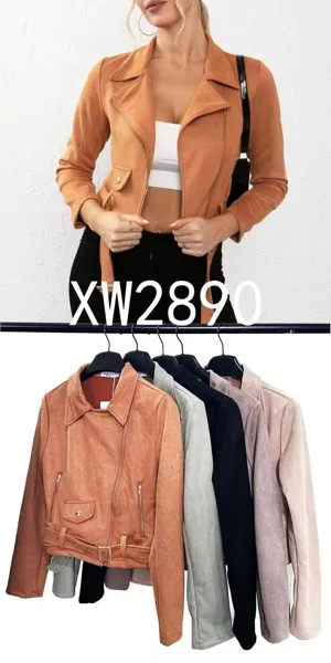 Cazadora estilo biker de gamuza sintética