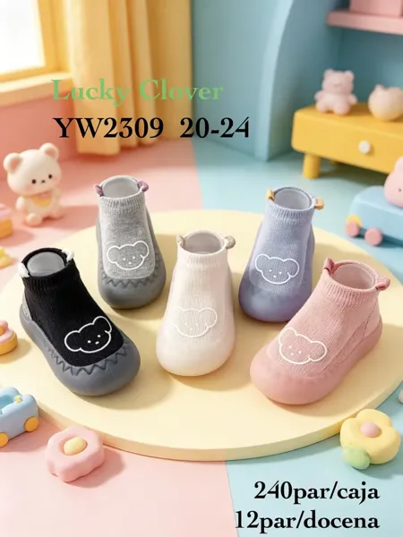 Zapatos de bebé tipo calcetín con suela