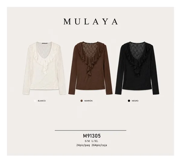 Blusa de manga larga con volantes