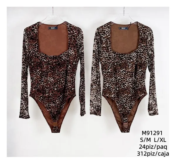 Body de manga larga con estampado animal