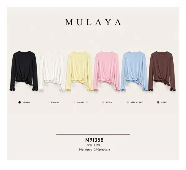 Blusa de manga larga con nudo frontal