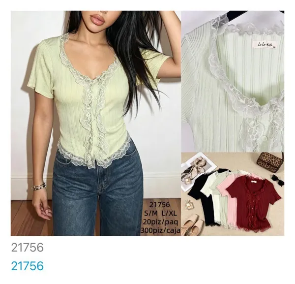 Blusa de manga corta con volantes