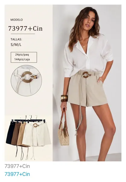 Shorts de cintura alta con cinturón