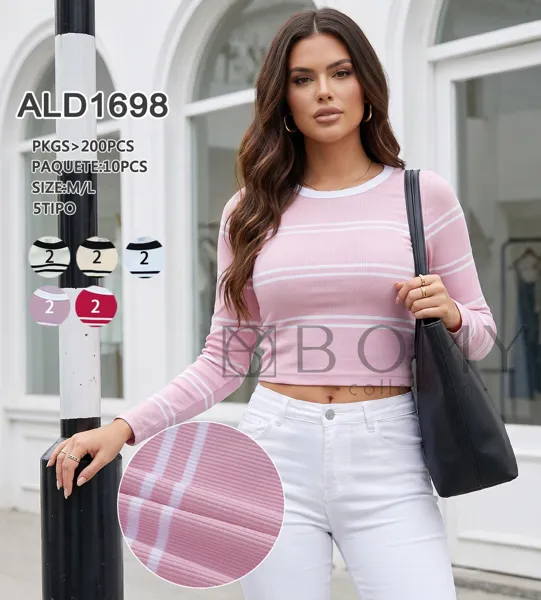 Crop top de manga larga a rayas