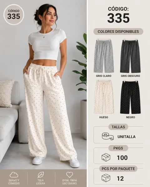 Pantalones de tela ligera con estampado de puntos