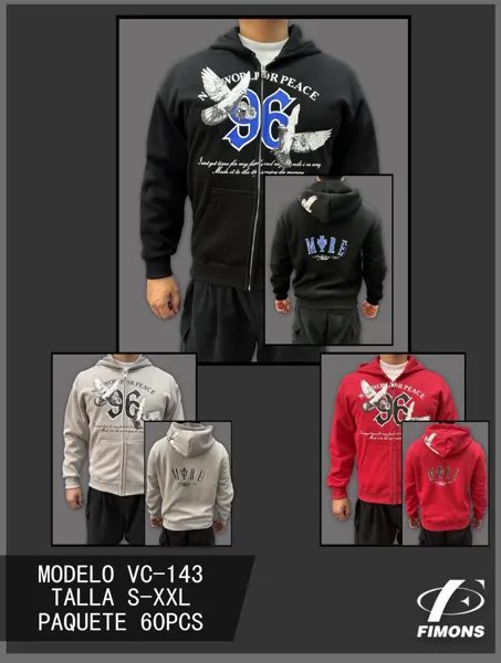 Sudadera con capucha y cierre de hombre