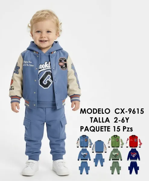 Conjunto de chamarra y pantalón cargo para niño