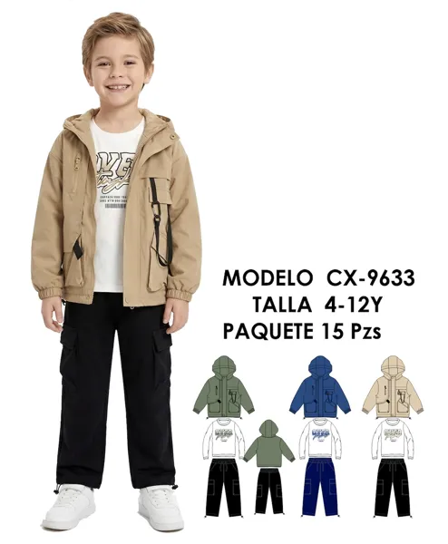Conjunto de chamarra y pantalón cargo para niño