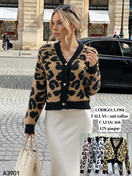 Suéter Cardigan con estampado de leopardo