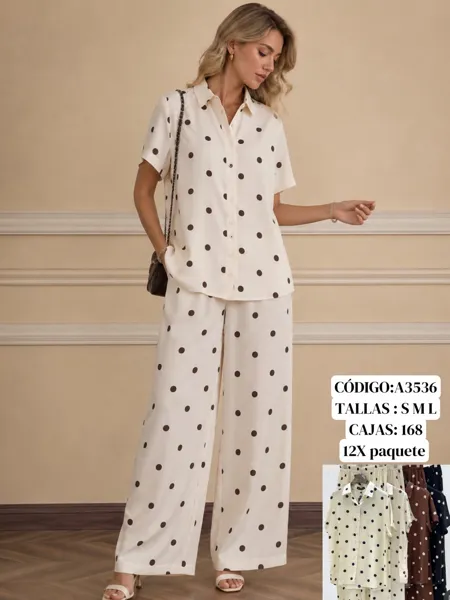 Conjunto de camisa y pantalón de lunares