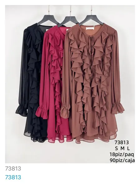 Blusa de manga larga con volantes