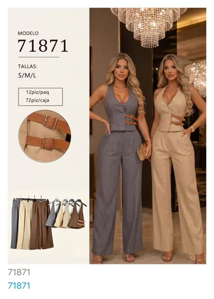 Conjunto de top tipo chaleco y pantalón ancho