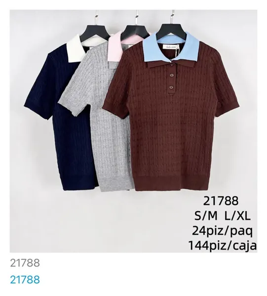 Blusa polo de punto de manga corta