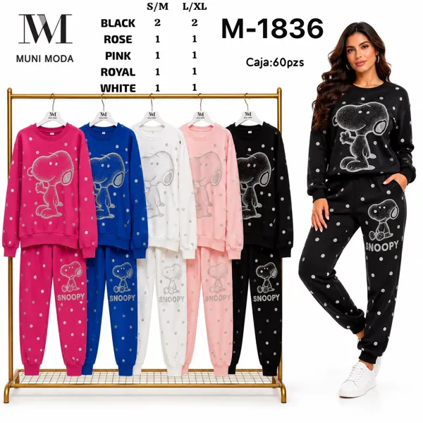 Conjunto Snoopy de Sudadera y Pantalón con Puntos