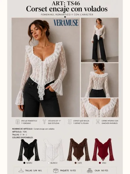 Corset encaje con volados
