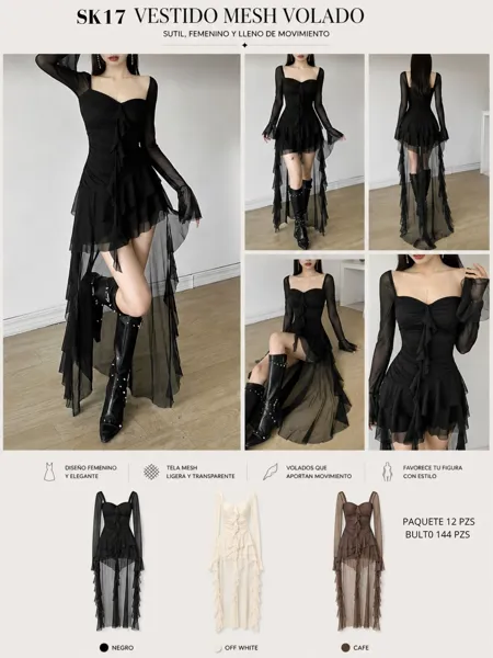 Vestido Mesh Volado