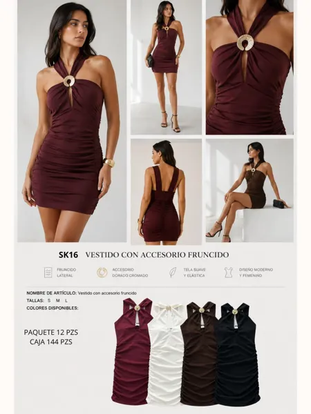 Vestido con accesorio fruncido