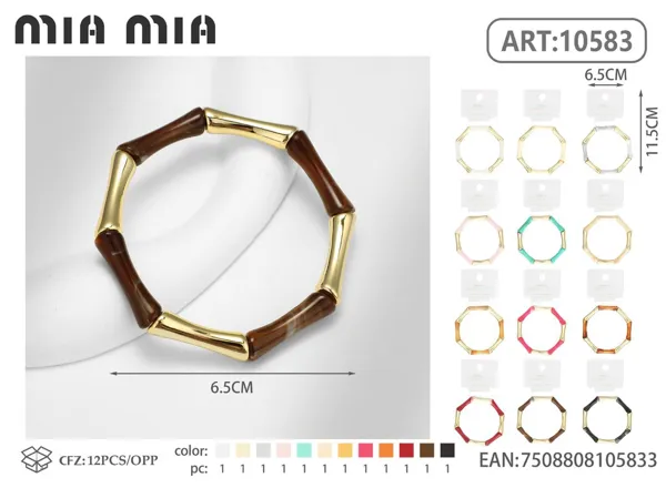Pulsera de eslabones de bambú finos
