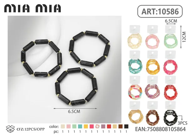 Pulsera de cuentas de barril (3 pzas)