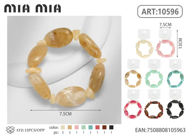 Pulsera de cuentas ovaladas de acrílico