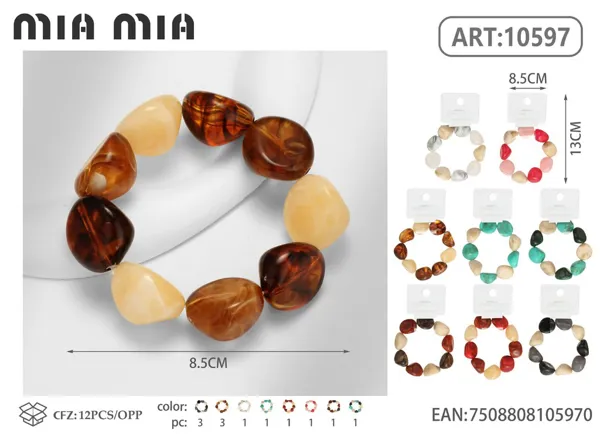 Pulsera de acrílico imitación piedra