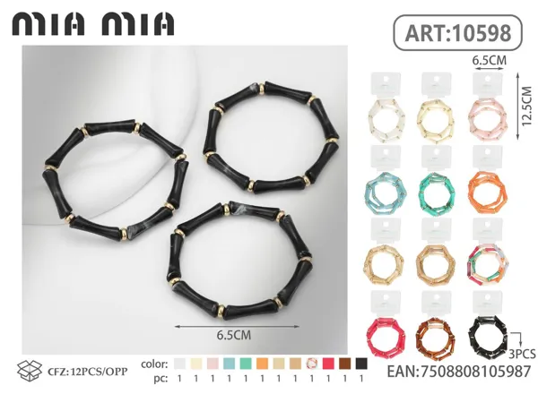 Pulsera de eslabones de bambú (3 pzas)