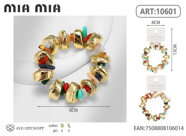 Pulsera multicolor de imitación piedra triturada