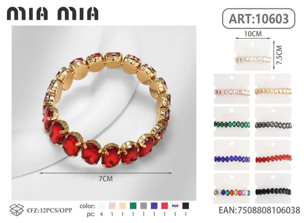 Pulsera de aleación con cristales ovalados