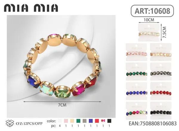 Pulsera de aleación con cristales redondos