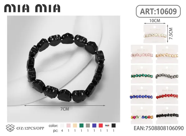 Pulsera de aleación con cristales de corazón