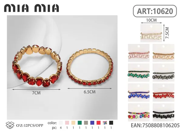 Pulsera de aleación con cristales gota de agua (2 pzas)