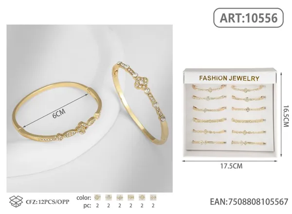 Brazalete de aleación trébol de cuatro hojas, dorado KC (mod. 1)