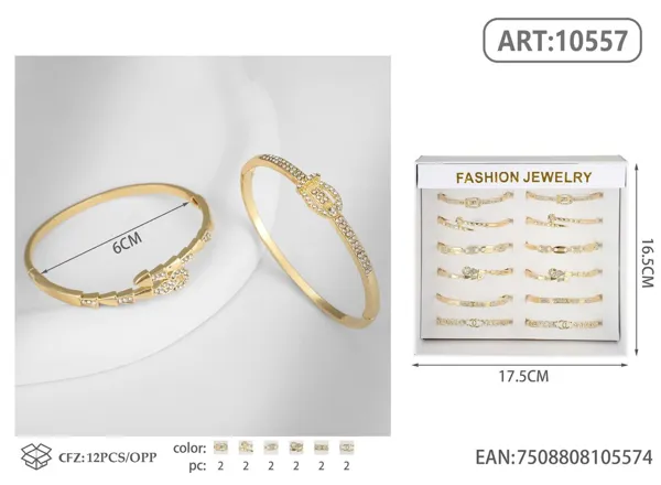 Brazalete de aleación trébol de cuatro hojas, dorado KC (mod. 2)