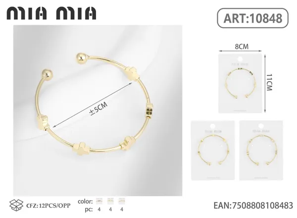 Brazalete de cobre abierto, tubo 1.8 (mod. 1)