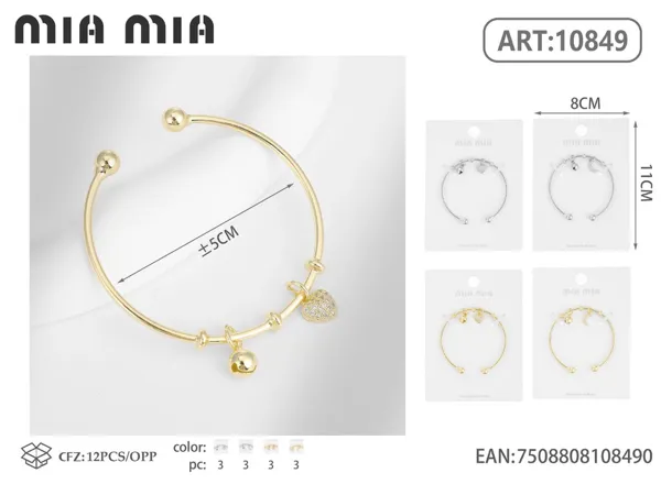 Brazalete de cobre abierto, tubo 1.8 (mod. 2)