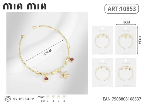 Brazalete de cobre abierto tipo bambú, tubo 1.8 (mod. 6)