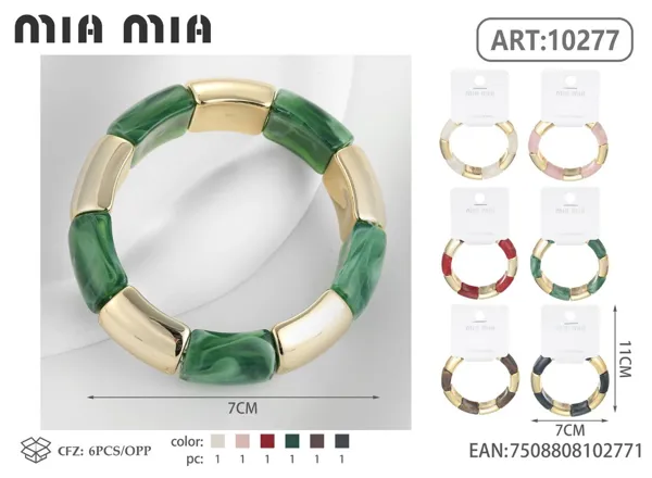 Brazalete de resina y CCB imitación piedra (5+5)