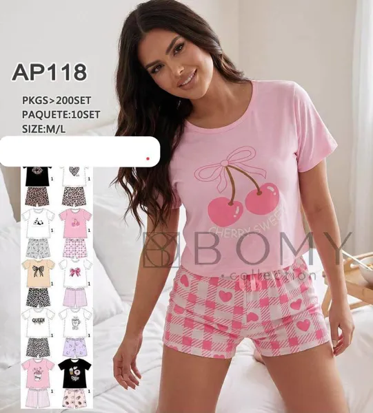 Conjunto de pijama de camiseta y shorts