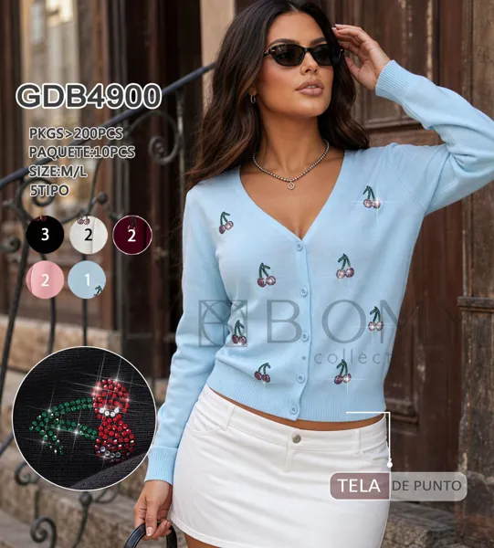 Cárdigan de punto con diseño de cerezas