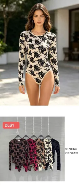 Body de manga larga con estampado floral
