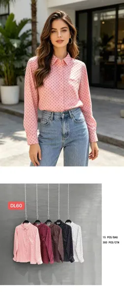 Blusa de manga larga con estampado de puntos