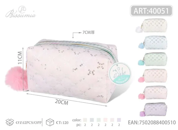 Bolso de maquillaje con lentejuelas y encaje 20*11*7cm