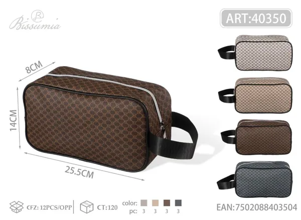 Bolso de maquillaje para hombre en PU con estampado vintage 25.5*14*8cm