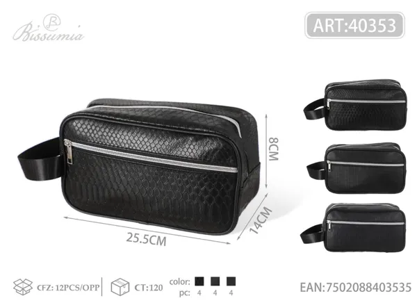 Bolso de maquillaje para hombre en cuero PU 25.5*14*8cm