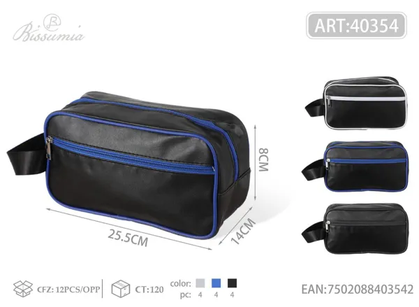 Bolso de maquillaje para hombre con bordes de PU 25.5*14*8cm