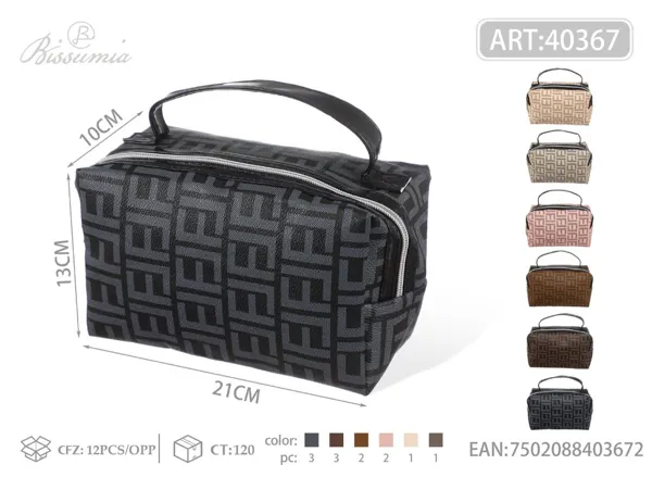 Bolso de maquillaje octagonal con letras y asa 21*10*13cm