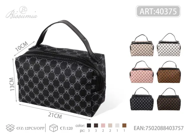 Bolso de maquillaje octagonal con letra M y asa 21*10*13cm