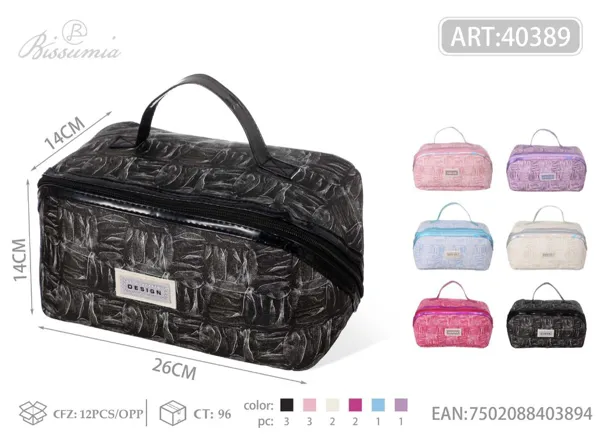 Bolso de maquillaje con forma de almohada y etiqueta de letras y estampado 26*14*14cm